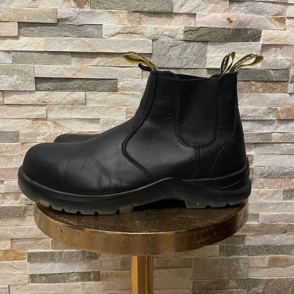Terra Men’s 8 Black Leather Chelsea Work BootsCSA Safety Toe Slip Resistant